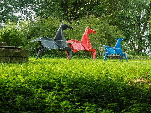 Painted Ponies Origami Sculpture in the Lilac Walk