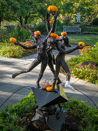 Winter & Summer Nymphs with pumpkins and sock